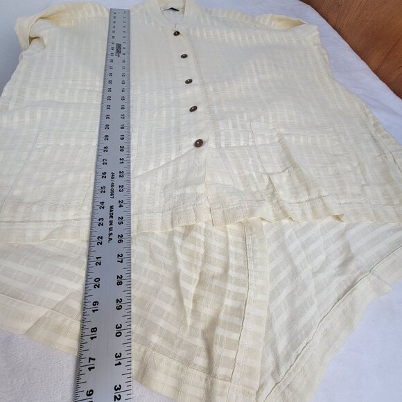 Yasuko Kurisaka Cathy Jacket Ivory Plaid Asymmetric Oversized Pocket Lightweight - Picture 7 of 8